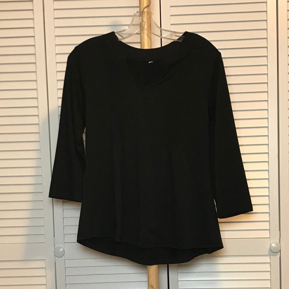 Fall Fashion Pleated Front V-neck 3/4 Sleeve Blouse S